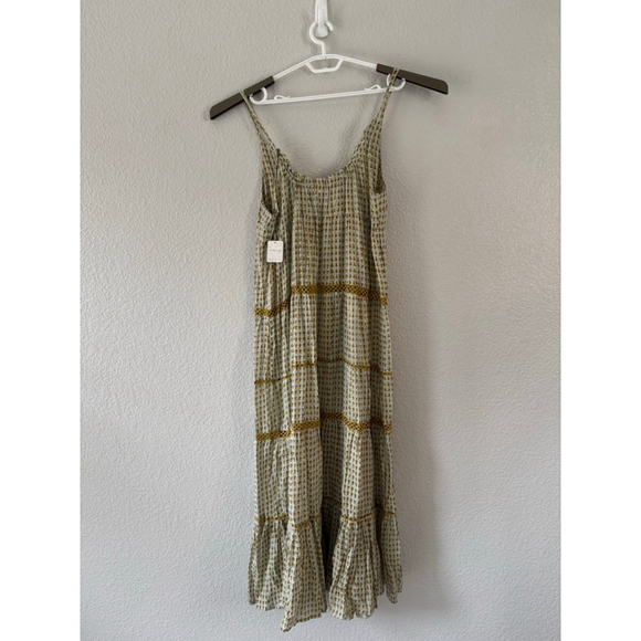 Free People Midnight Dance Maxi Dress NWT Medium Light Grey Boho Prairie Tiered - Picture 5 of 10